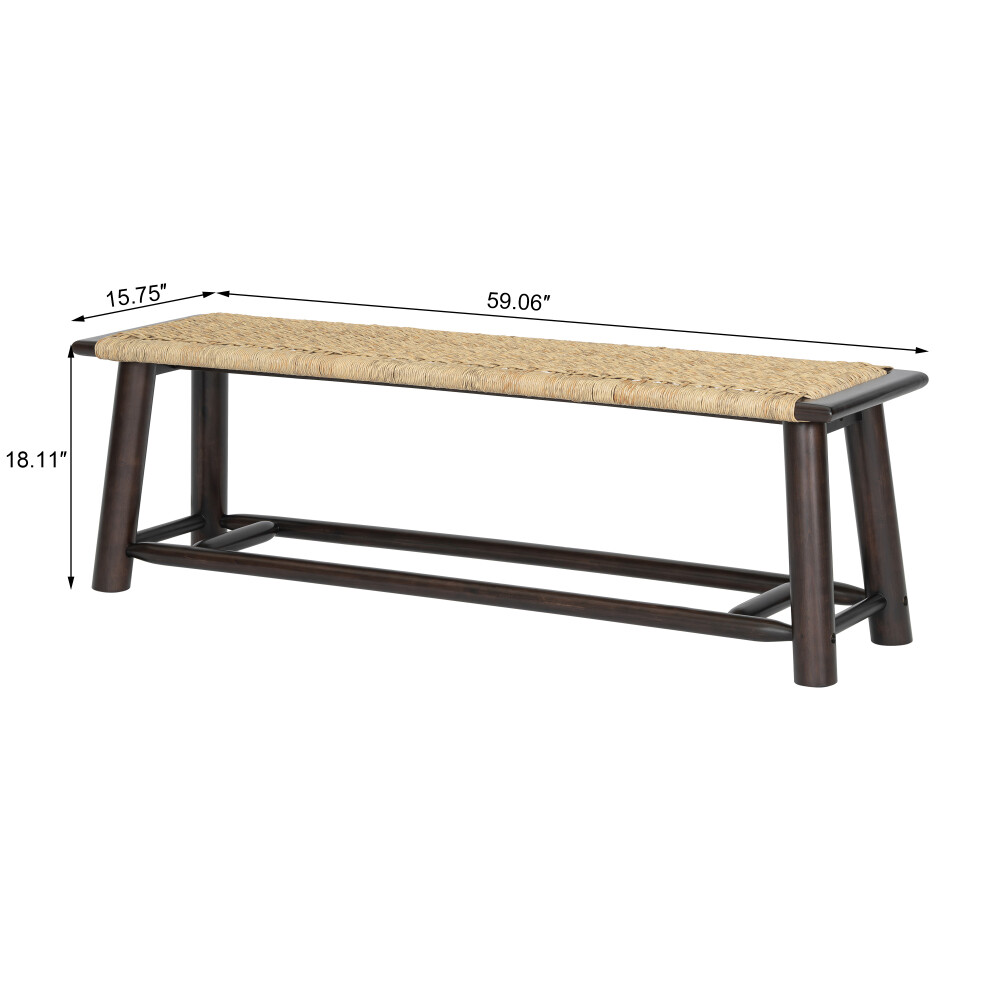 Champagne 59-73" Extendable Table Dining Set, Solid Wood Rattan Chairs