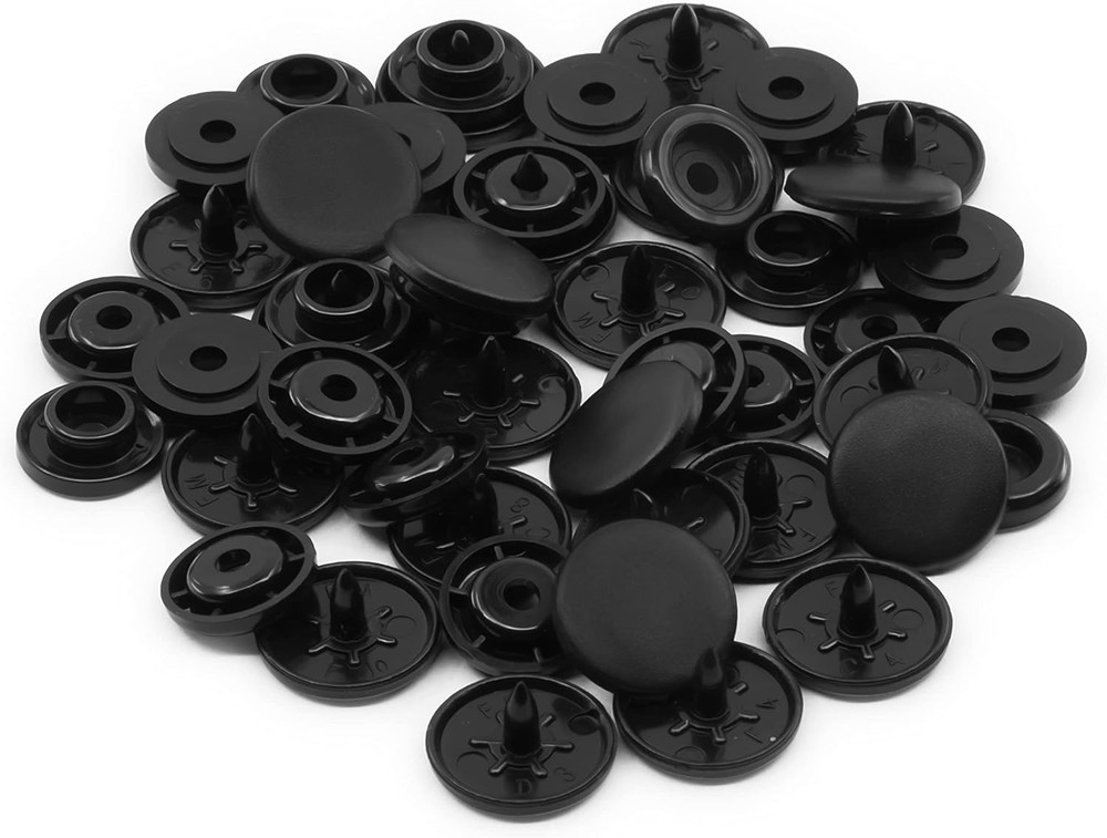 Plastic Snaps, Round, Black, Size 20 12-Count
