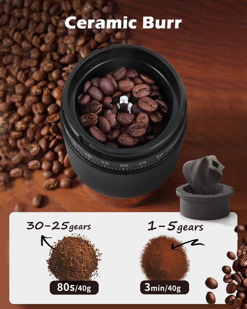 Manual Coffee Grinder with Ceramic Burr, 40g Capacity,35 Adjustable Settings,...
