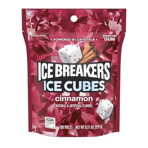 Ice Breakers Cubes Cinnamon Sugar Free 100 Count (Pack of 1), Assorted