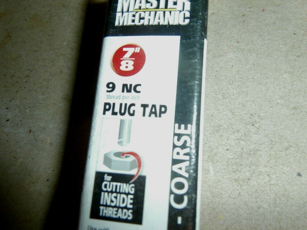 Master Mechanic 7/8" 9 NC Bolt Thread Plug Tap - New