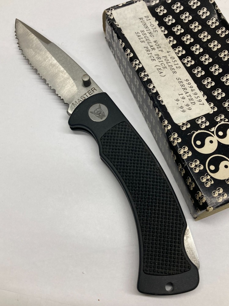 Master Black Tactical Lockback Serrated Edged Folding Knife D1-03A