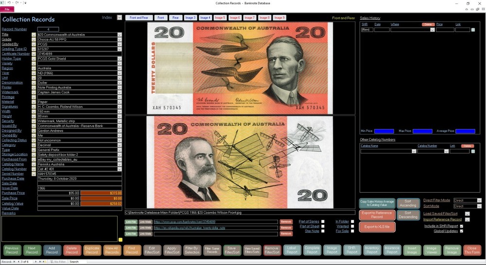 Banknote Collector Database Professional Software for Windows