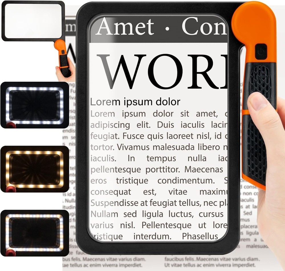 Large Magnifying Glass with Light, Full Page Magnifier 48LED Cold & Warm Light