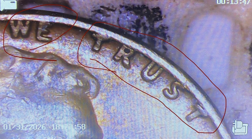 1968 D Lincoln Penny DDO Multiple Errors Toned