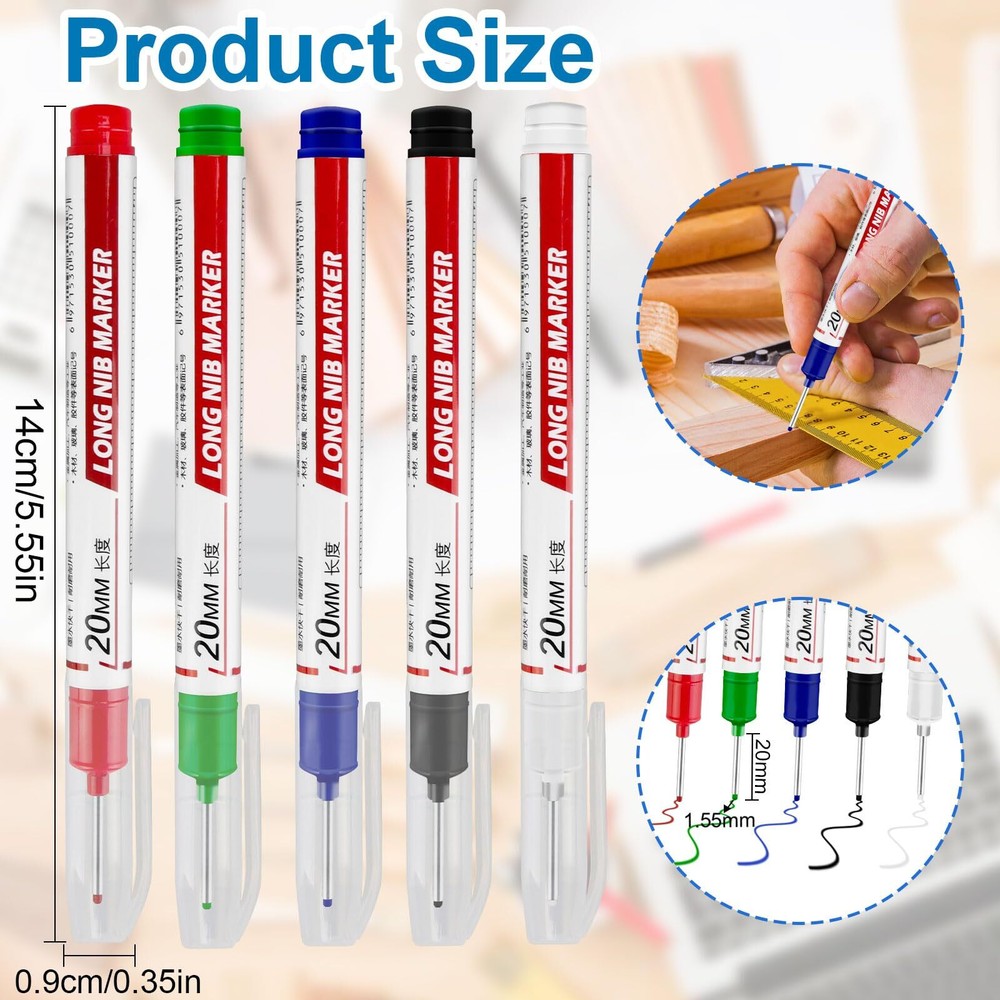 10 Pcs Long Head Deep Hole Marker - Long Nib Marker Multi-purpose Deep Hole M...