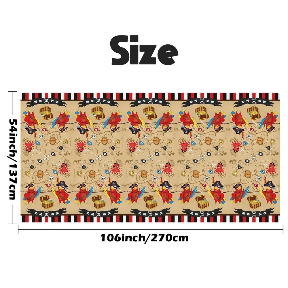 WERNNSAI Pirate Party Tablecloth - 1 Pack 108" x 54" (Rectangular), Brown 1pc