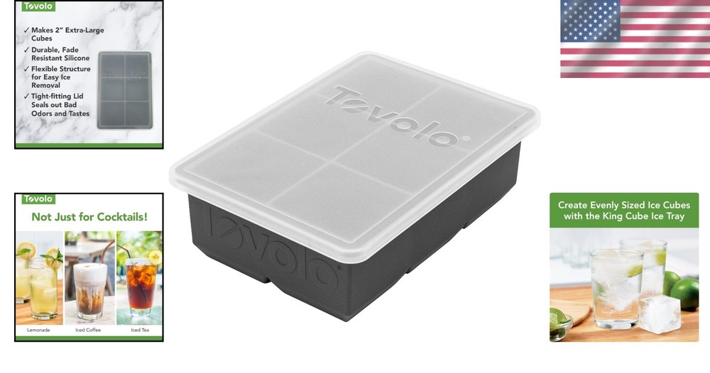 Luxury Silicone Ice Tray for Perfect 2-Inch Cubes – Dishwasher Safe & Stackable