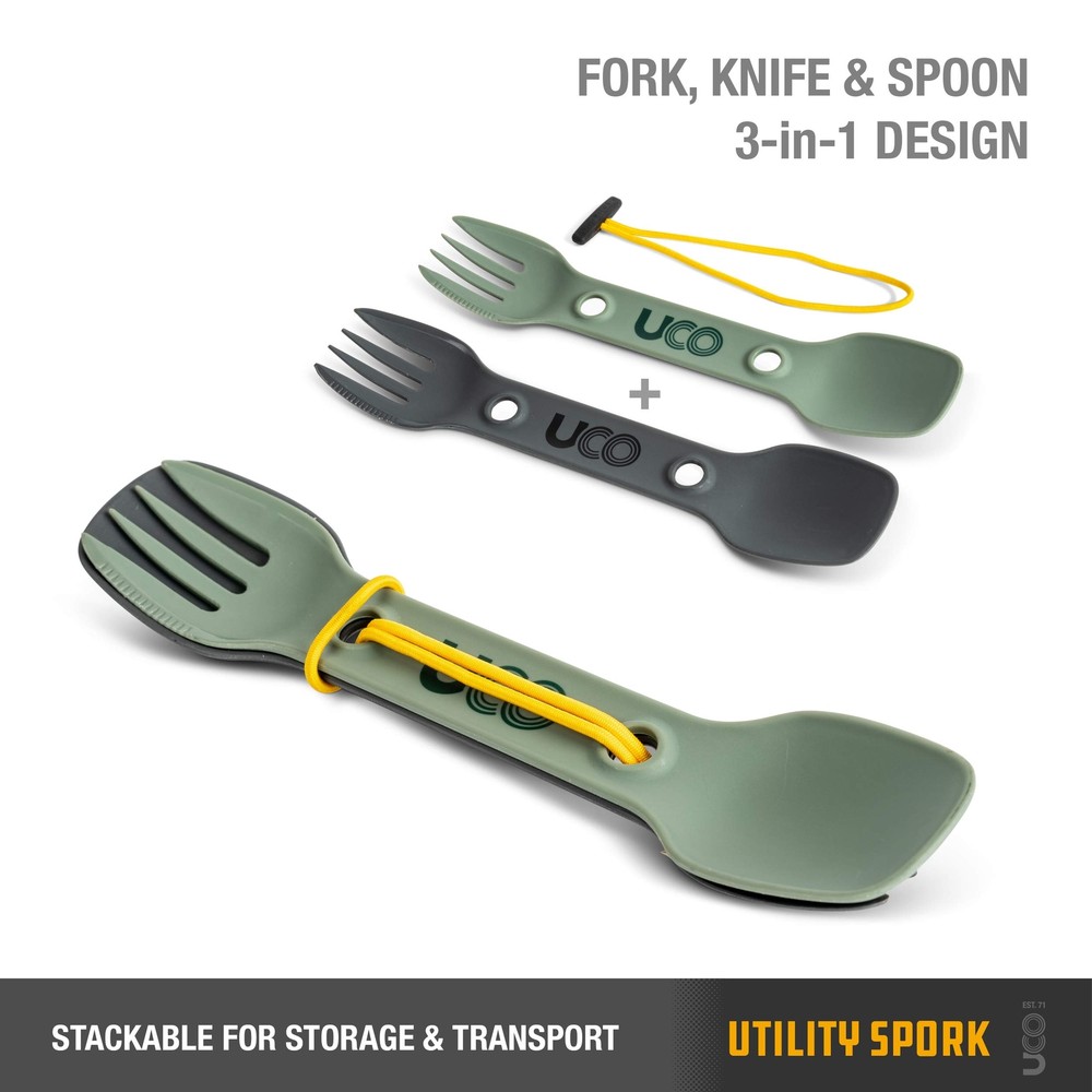 2 Pack Utility Spork Combo Spoon-Fork Utensil for Camping Backpacking Picnics