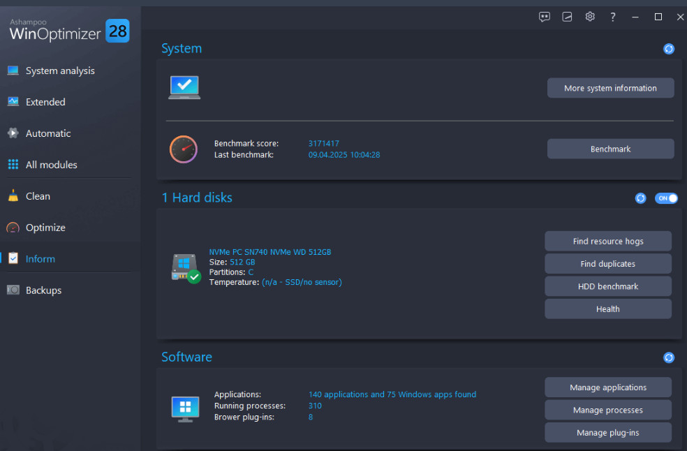 Ashampoo WinOptimizer 28- Fast. Clean. & Safe -Lifetime License for 1 PC [DISC]