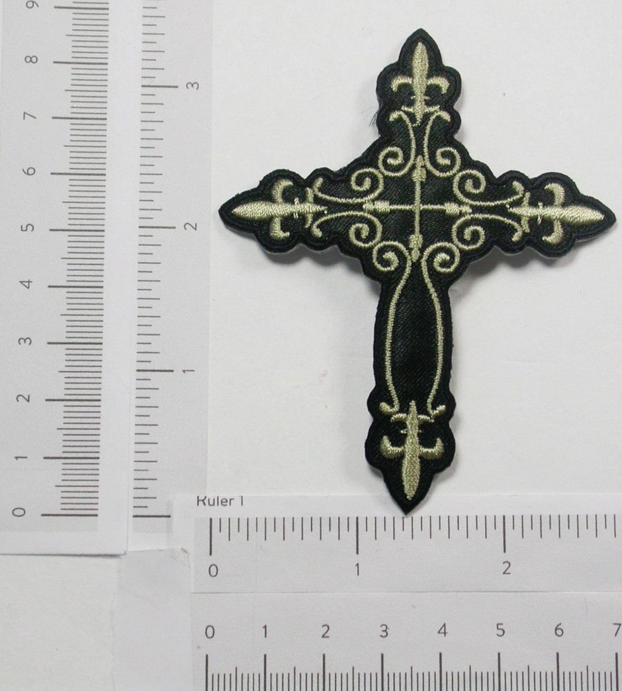 Iron On Patch Applique - Cross Fleur de Lys