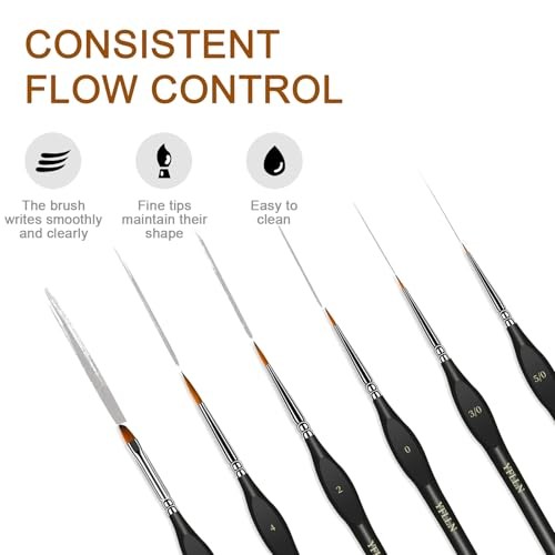 6Pcs Miniature Paint Brushes Set with Triangular Handles - for Acrylics, 12PCS