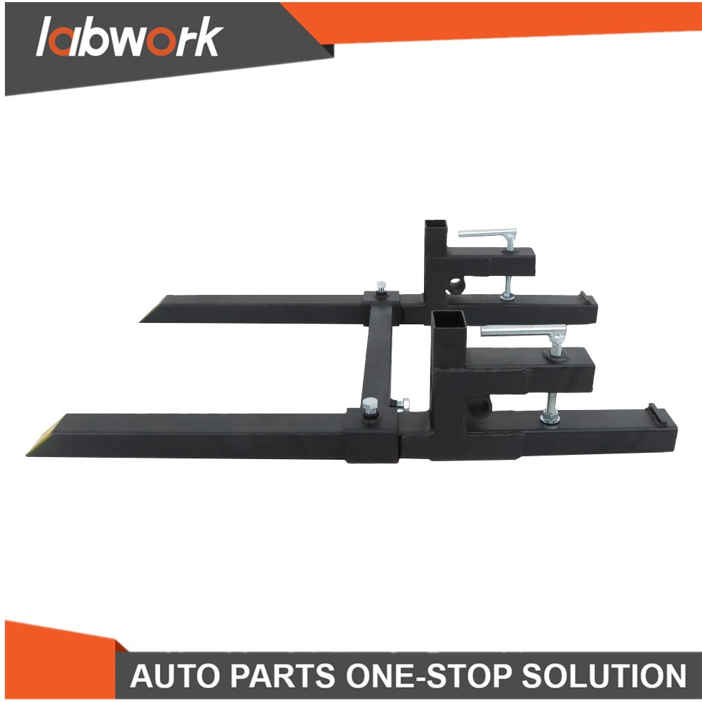 Labwork 43" Pallet Forks Clamp On Tractor Forks with Adjustable Stabilizer Bar