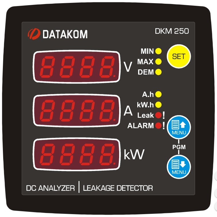 DATAKOM DKM-250 DC Power Meter, 96x96mm, RS-485
