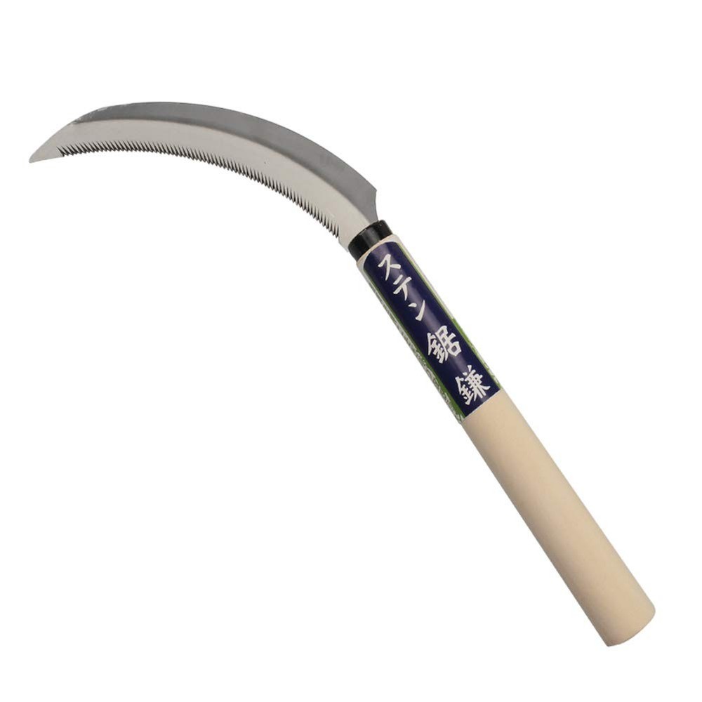 Grass Sickle, Hand held Sickle Tool with Wooden Handle, Light Serration, 6.5-...