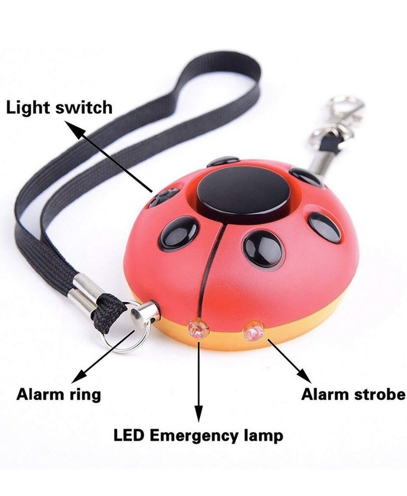 Ladybug Personal Security Alarm Hand Pull Great For Kids Backpacks W/Key Chain