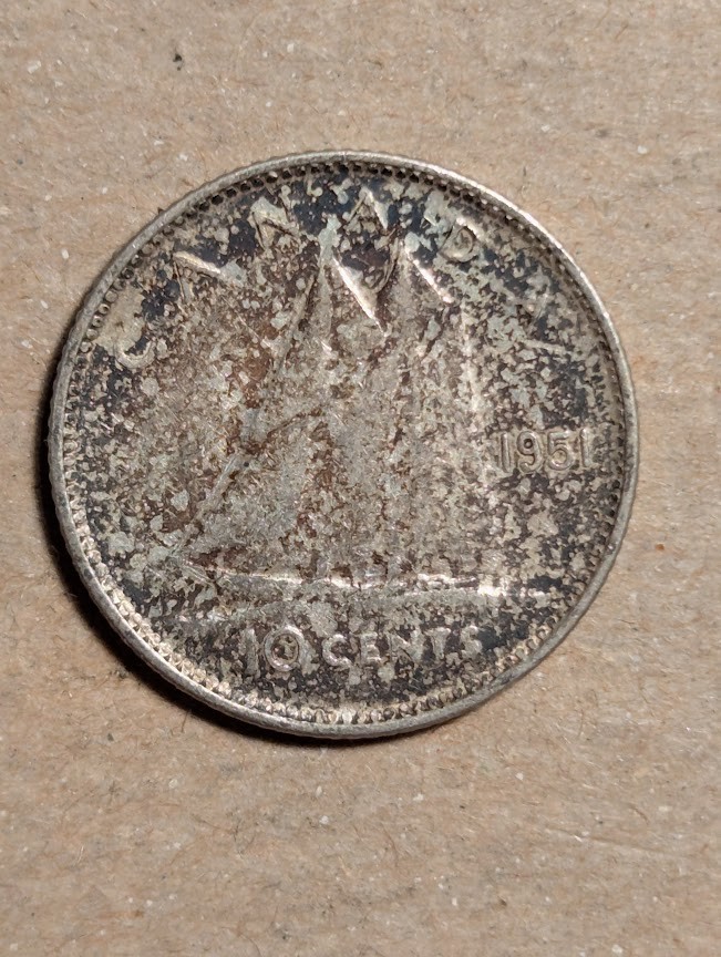 1951 Canada 10 Cents Silver