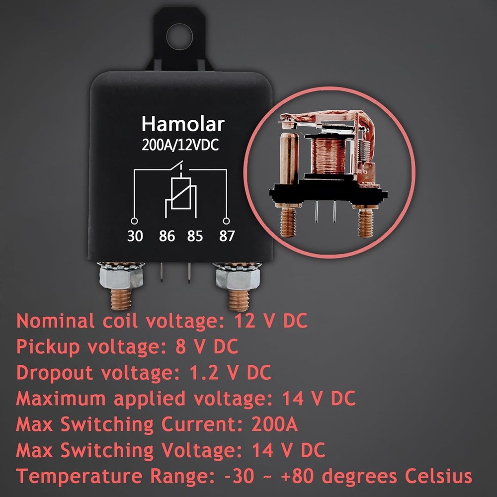 2 Pack 12V 200 Amp Continuous Duty Relay Switch Car Starter Heavy 200A