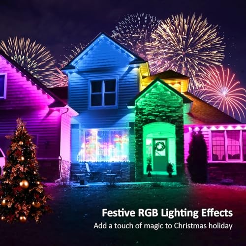 Permanent Outdoor Lights, Smart RGB Eave Light with Color Changing, 500FT