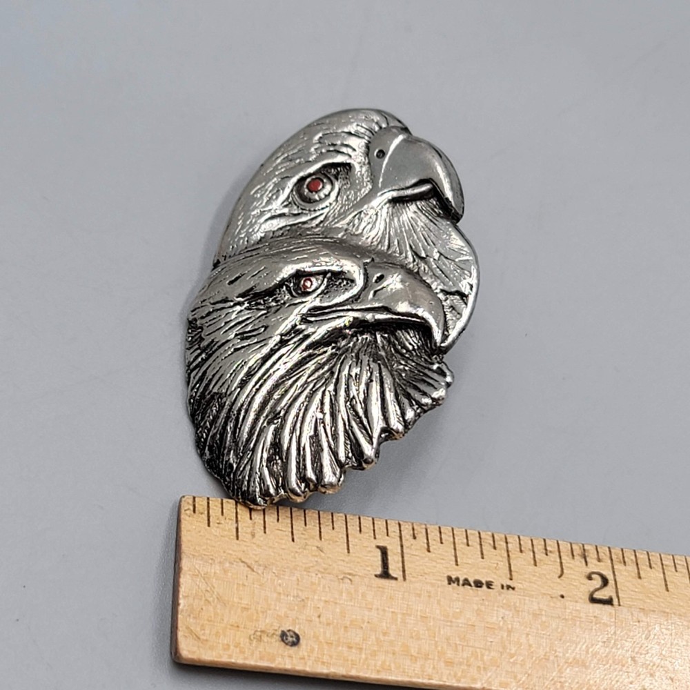 Double Eagle Biker Pin Jacket Vest Blunt ends Silver tone 2"