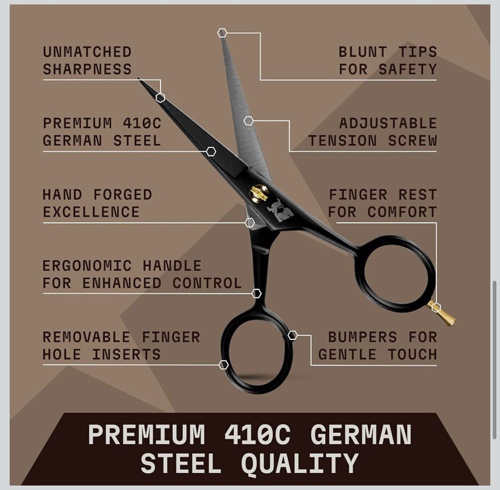 Striking Viking 5-Inch Professional German Beard & Mustache Scissors