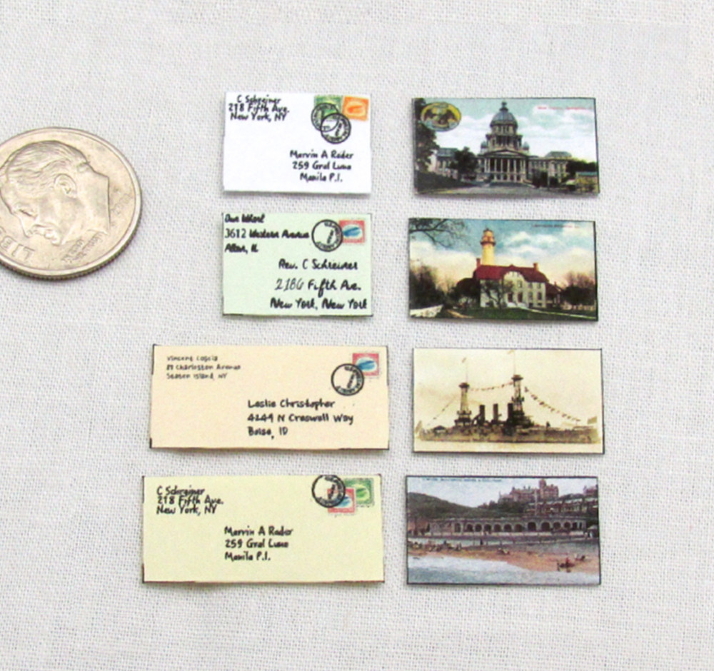 1:6 Scale MAIL ENVELOPES AND POSTCARDS Miniature Playscale 8 Pc