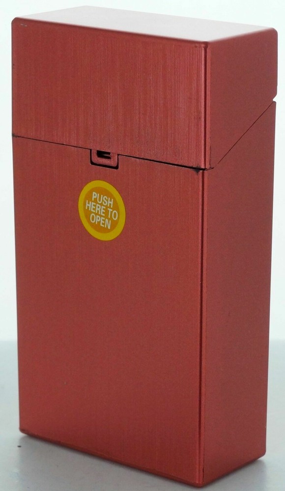 4 Pack 100' Push-to-Open Plastic Cigarette Case w/ Metallic Finish Design