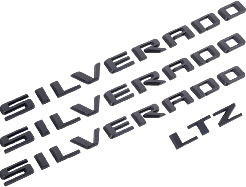 2019-2025 for Silverado Gloss Black 3D Letter Emblems 4 Pack – Compatible