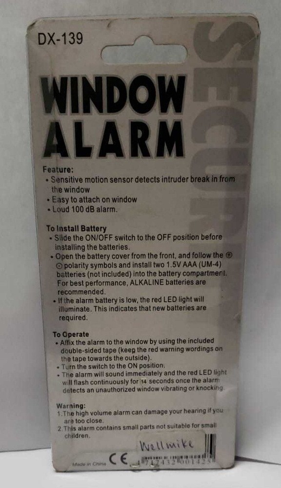 DX-139 Window Alarm Security