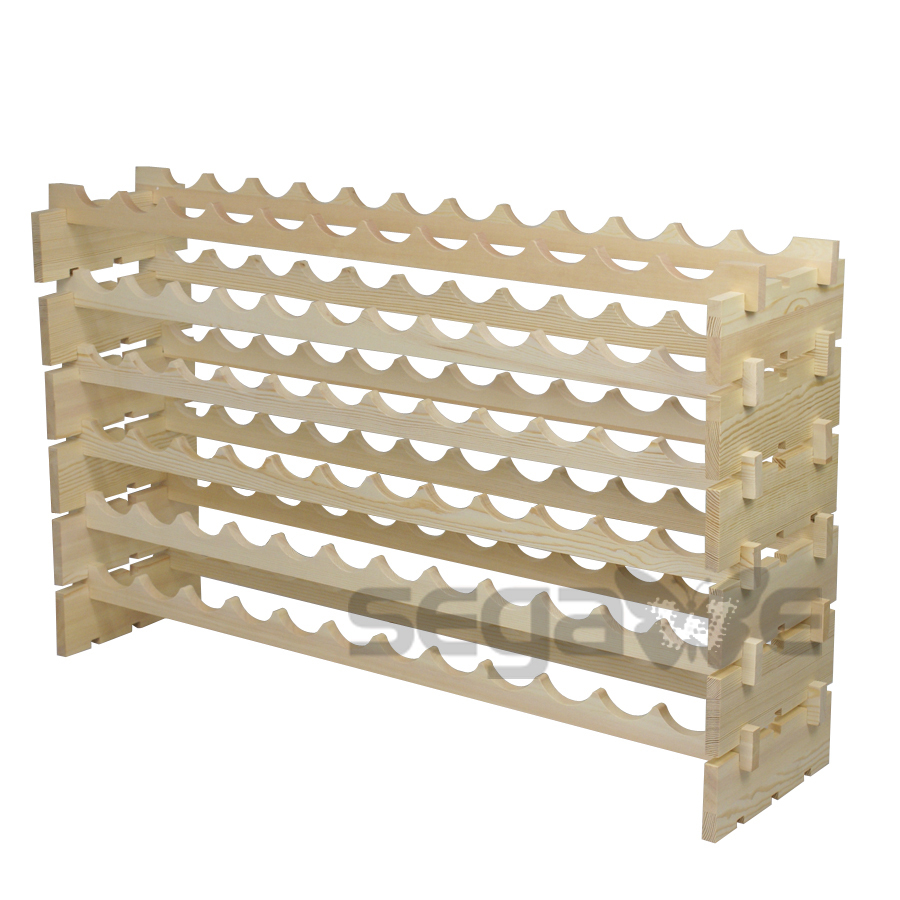 72 Bottles Wine Rack Stackable Storage 6 Tier Solid Wood Shelves Heavy Duty