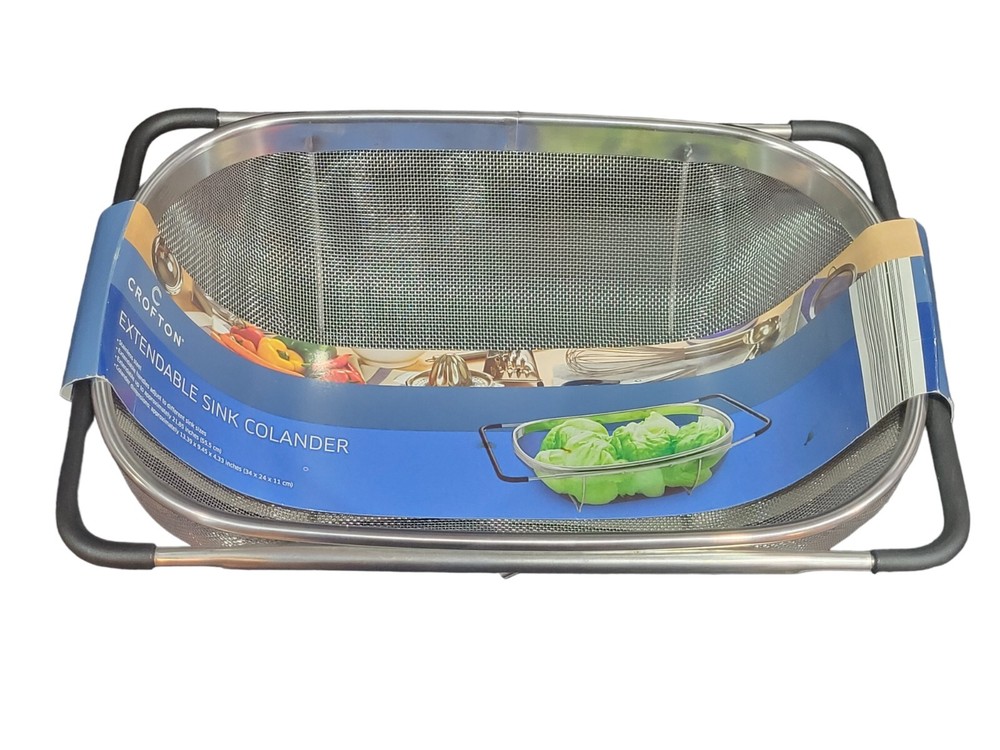 Crofton Extendable Stainless Steel Sink Colander Adjusts