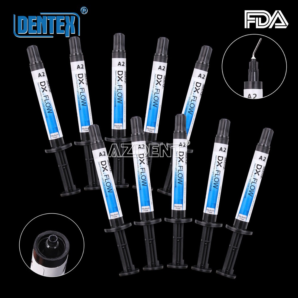 DENTEX DX.FLOW Dental Flowable Medium Flow Light Cure Composite A2 Resin