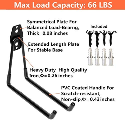 Heavy Duty Garage Storage Utility Double Hooks,Extended Wall Mount Tool Holder