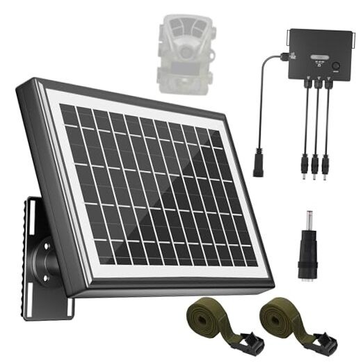 Solar Panel for Trail Camera, Solar Battery Charger with Controller and 6W