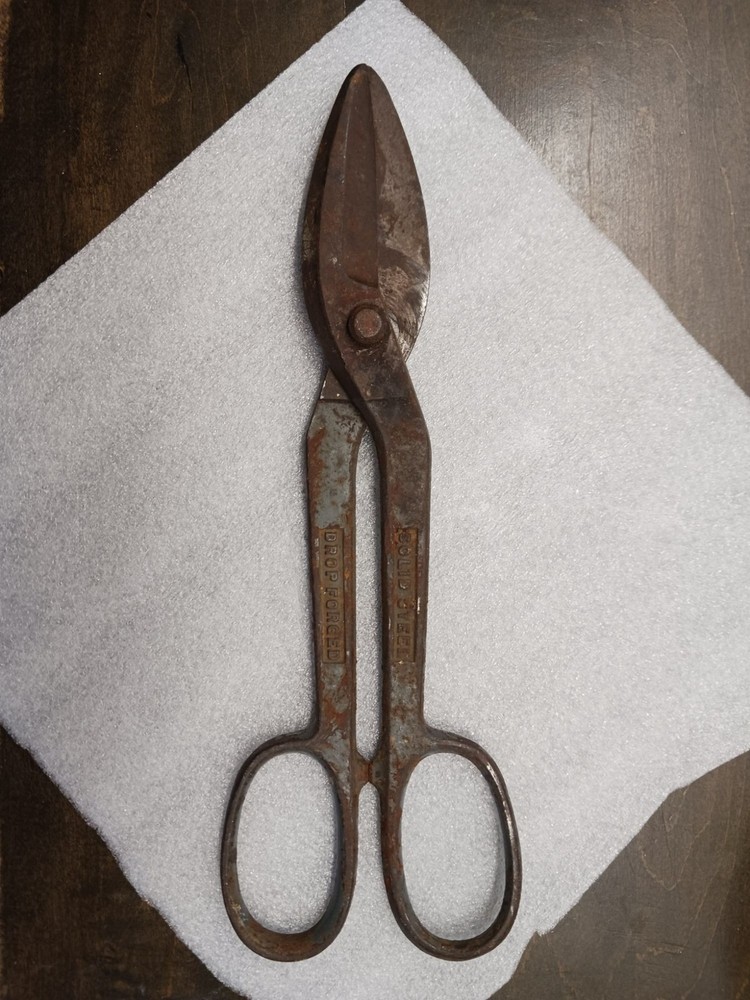 Vintage Solid Steel Shears Tin Snips 12"