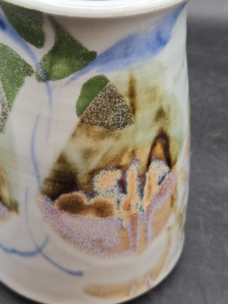 Studio Art Pottery Corked Storage Container Canister Jar Signed