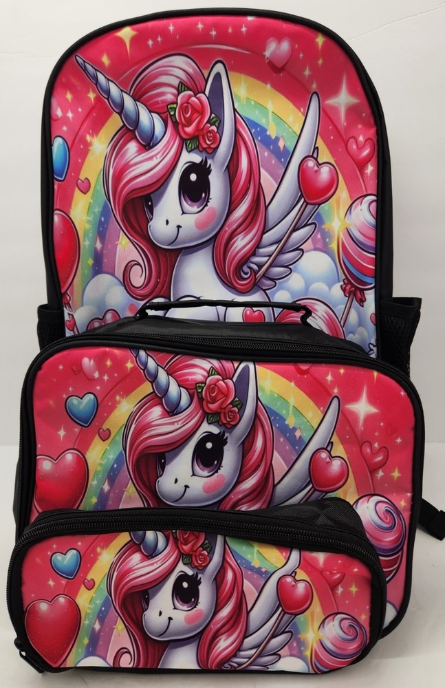 Unicorn Girl Three Piece Backpack Set