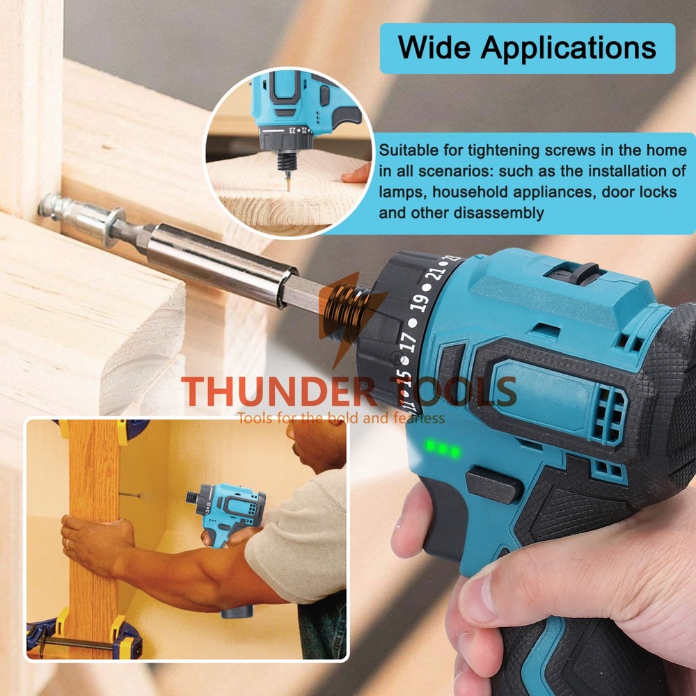 18V Lithium Screwdriver Torque Adjustable 2 Speed Control Modes 1 battery