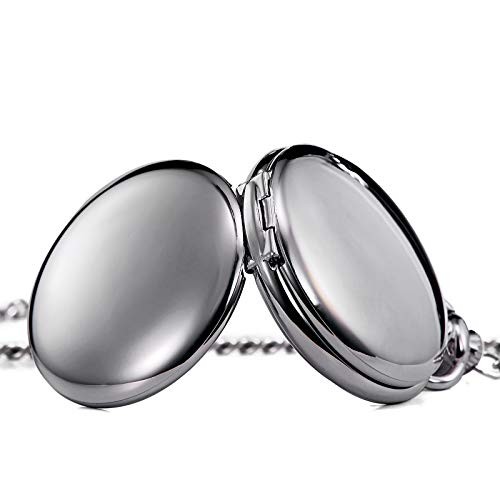 Pocket Watch - Smooth Double Case Series Skeleton Dial Delicate silver