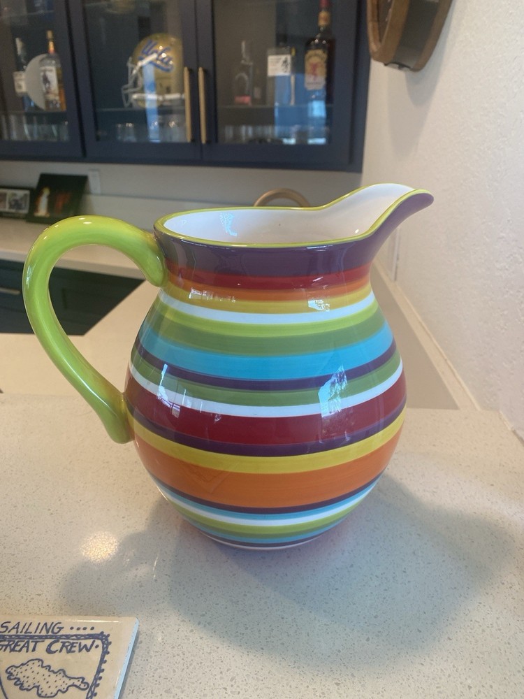 Crate & Barrel Large Carnivale Stripe Pitcher