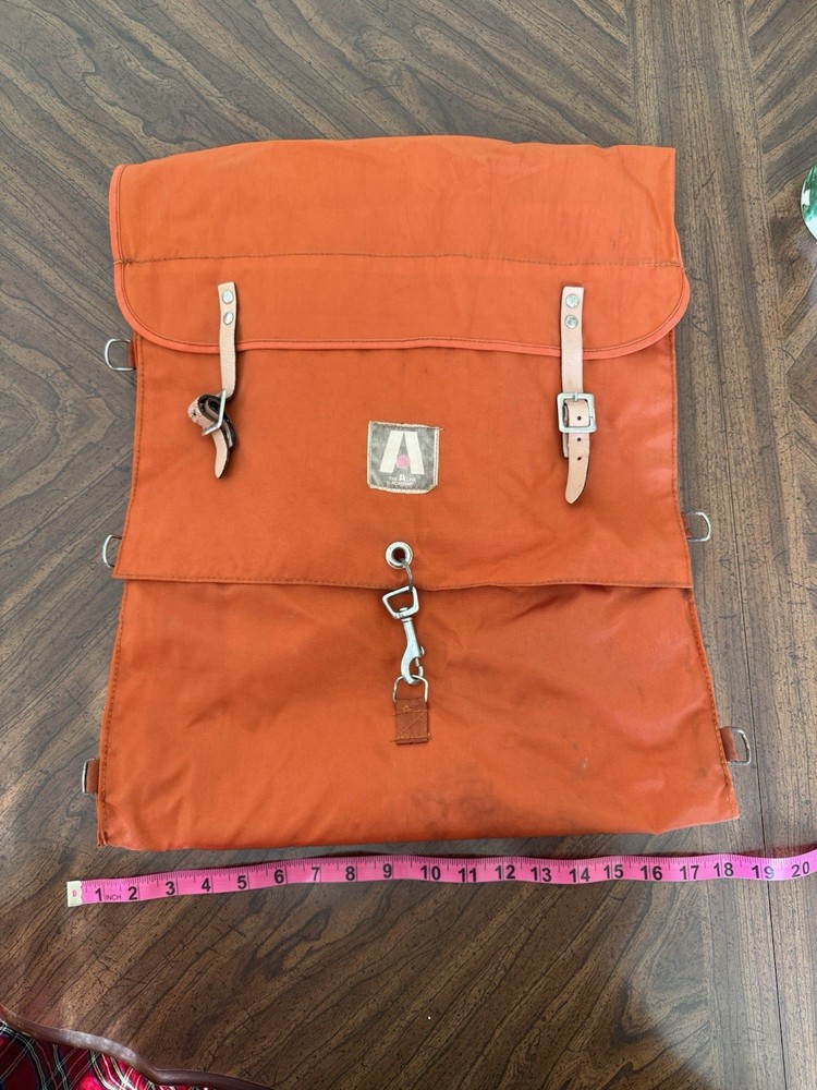The A Line Academy Orange Canvas Backpack Adjustable Straps Camping Hiking