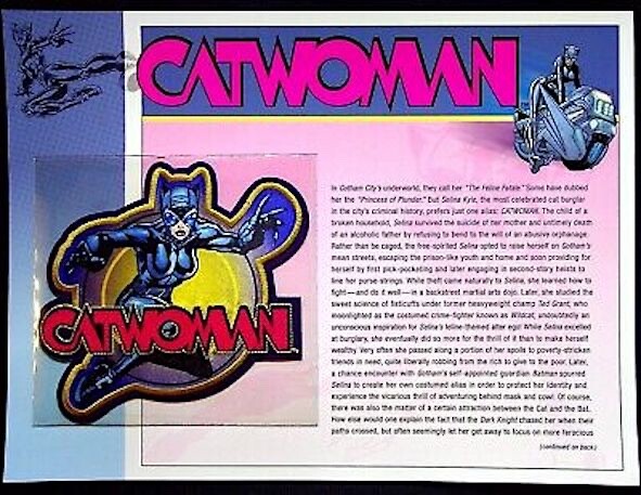 CATWOMAN PATCH ~ Willabee & Ward ~ DC COMICS PATCH COLLECTION ~ on Info Card