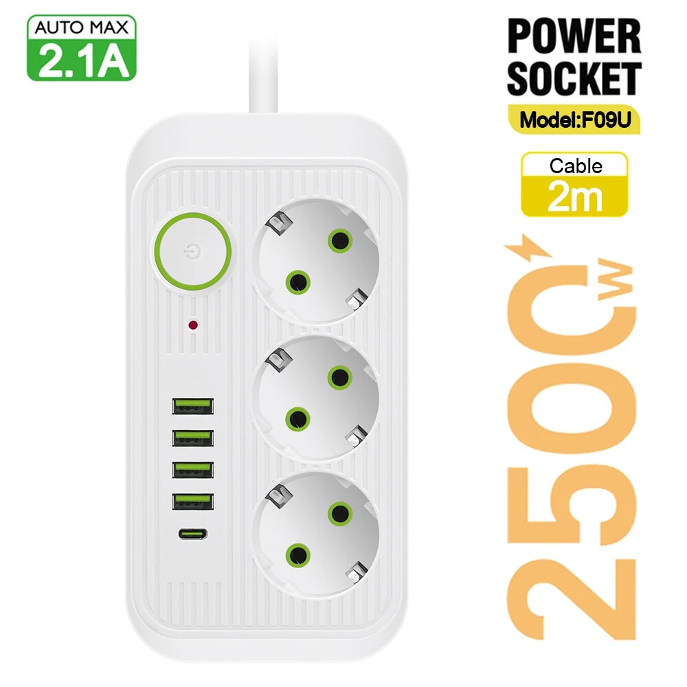 AC Outlets Multitap Socket Extension Cord Power Strip USB Network Filter Adapter