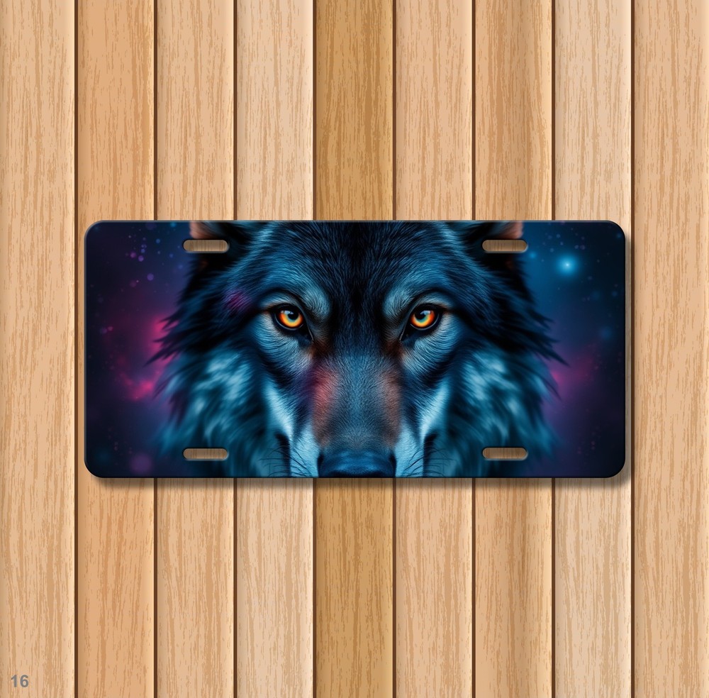 Hyperrealistic Wolf License Plate Add Text Front Bumper Plate Gift Idea