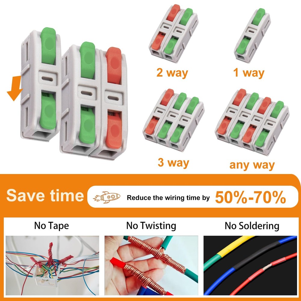 60PCS Lever Wire Connectors, Mini Quick Connectors Electrical Splicing Kit Pu...