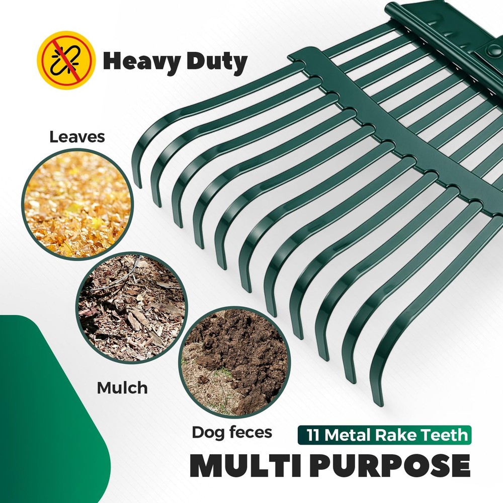 Leaf Rake with 2 Pack 40 Gallon Dustpan Type Yard Waste Bag, 30"-56" Adjustab...