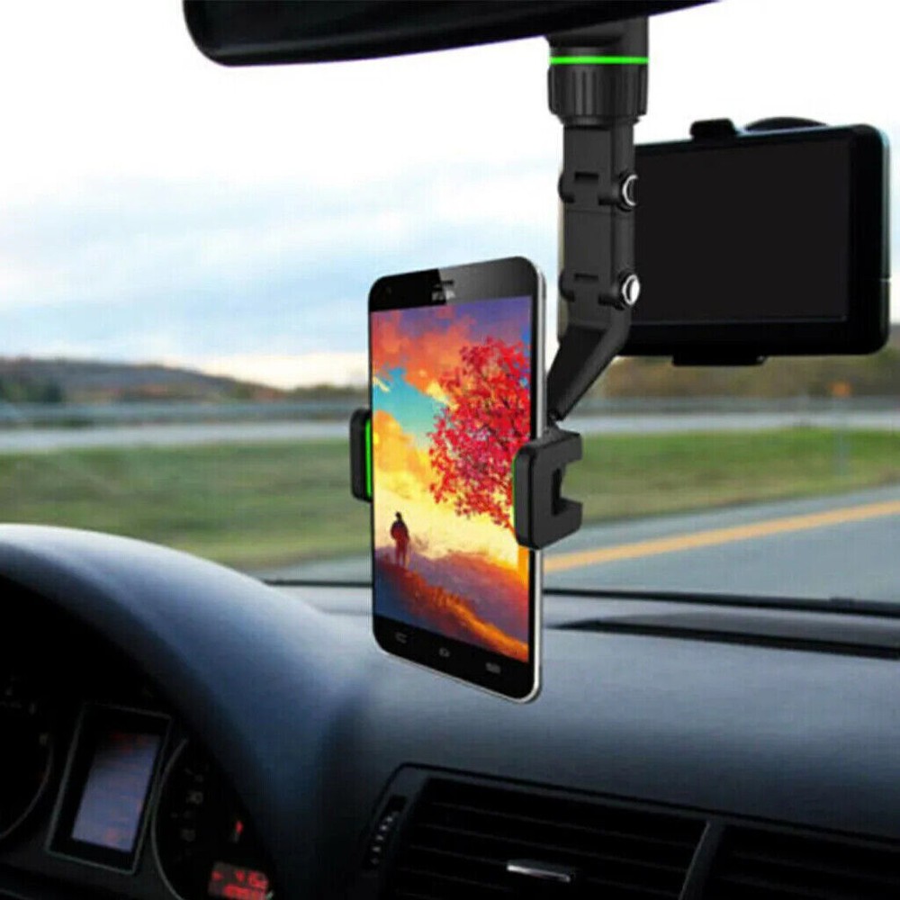 360 Degree Rotatable Car Rearview Mirror Phone Holder Multi-functional Bracket