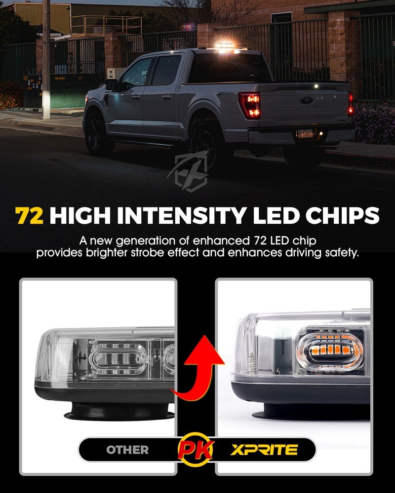 Hazard Warning LED Strobe Bundle Amber White Roof Magnet Windshield Visor Light