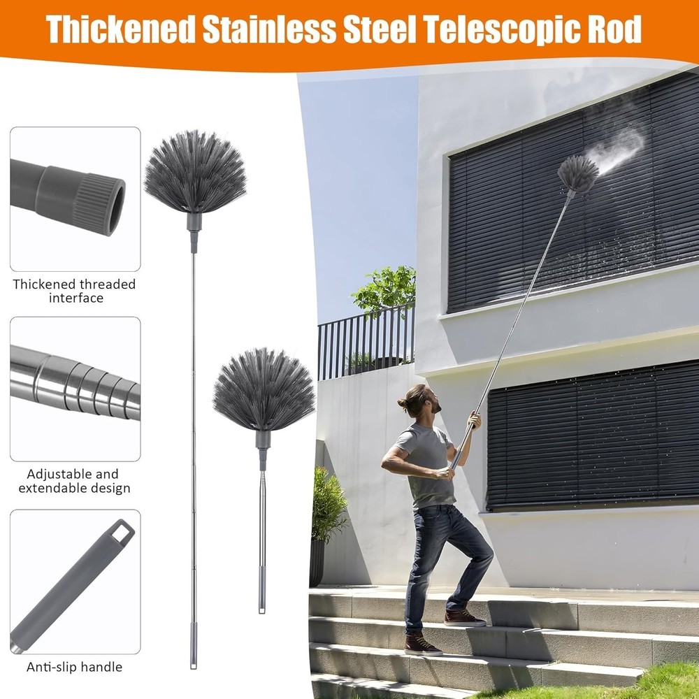 Extendable Duster Set Microfiber Feather Cobweb Fan Ceiling Light Cleaner