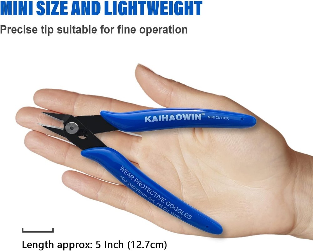 KAIHAOWIN Micro Wire Cutters with Spring, 2 Pack, 5 inch Precision 2 Pack